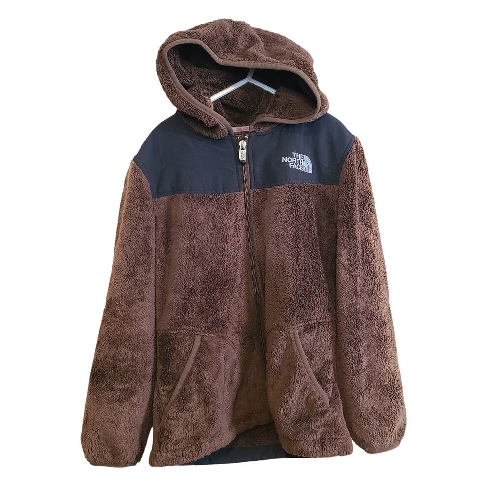 The North Face Oso Brown Cozy Girls M Hood Softshell Zip‎ Jacket Fleece Outdoor